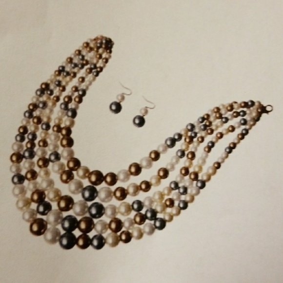 MULTI COLORED LAYERED PEARLSET - Picture 2 of 2